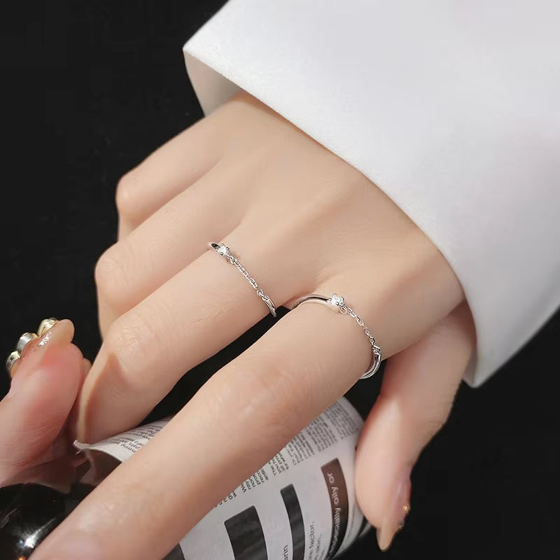 Chain Rings for Women 925 Silver Real Minimalist Fine Rings Female Silver Ring 925 Women on Finger Korean Slim