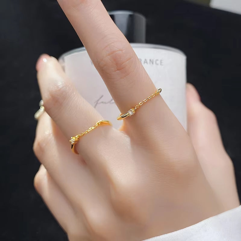 Chain Rings for Women 925 Silver Real Minimalist Fine Rings Female Silver Ring 925 Women on Finger Korean Slim