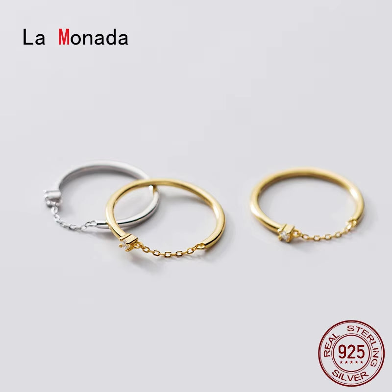 Chain Rings for Women 925 Silver Real Minimalist Fine Rings Female Silver Ring 925 Women on Finger Korean Slim